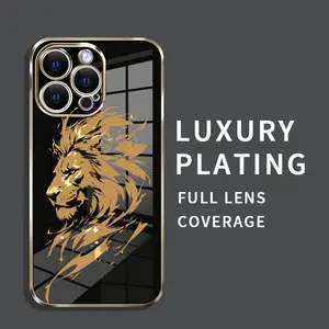 Phone case for iPhone 16 Pro Max 15 Plus 14 13 12 11 XR XS Golden Lion King Shockproof Silicone TPU Bumper Drop Protection Soft Cover