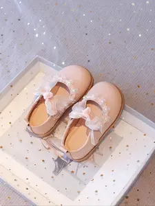 Baby Girl's Colorblock Pearl Decorated Flat Shoes, Cute Comfortable Breathable Non-slip Shoes for Daily Wear, Soft Sole Shoes for Indoor and Outdoor, Soft Soled Shoes