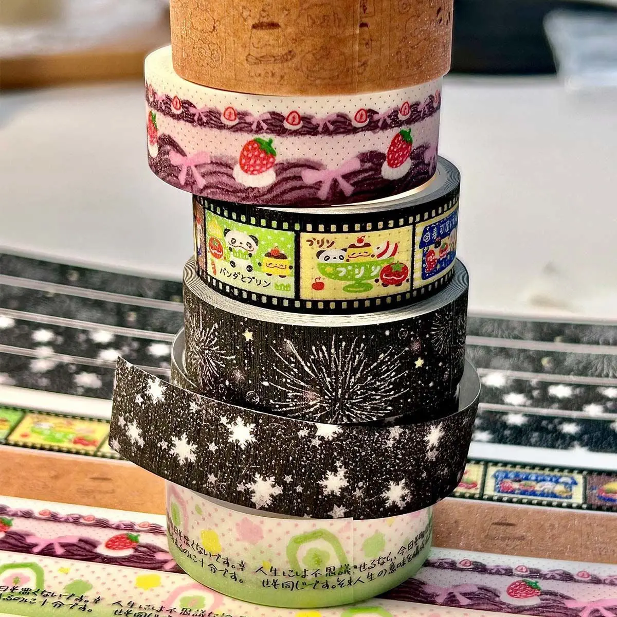 Kawaii Japanese Glitter Washi Tape - 1.5 x 300 cm, 1 Roll decorative sticker