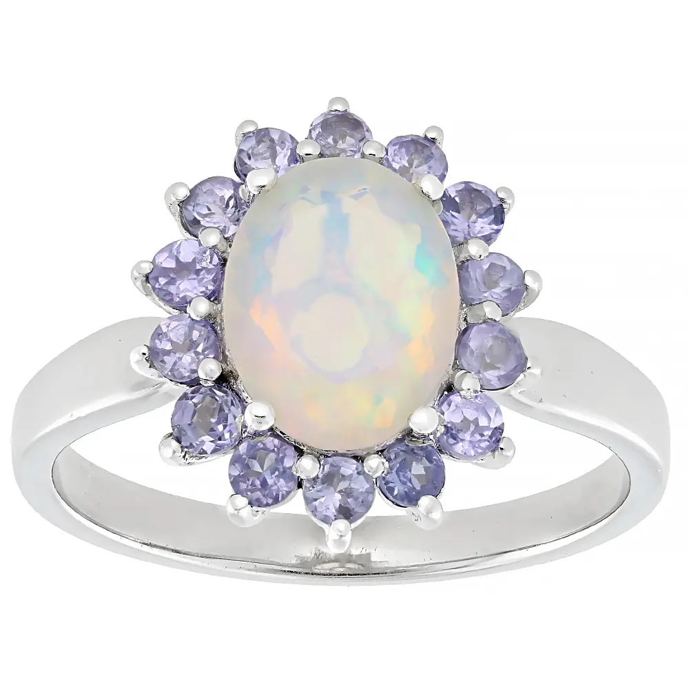 JTV White Ethiopian Opal Platinum Over Sterling Silver Ring 1.47ctw