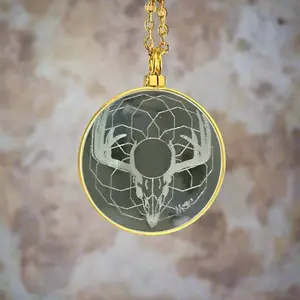 The Deer Skull Magnifying Glass Solar Lighter Necklace