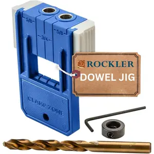 3/8" Doweling Jig Kit w/Bit & Stop – Wood Dowel Jig kit – Dual Edge Stops for Easy Alignment w/Dovetail – Nylon Jig w/Bushings – Dowel Jointer Jig w/Hex Wrench