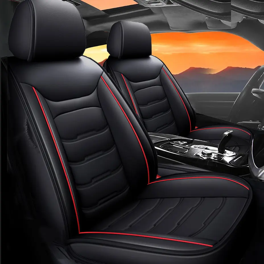 Seat Covers Fits For Toyota Tacoma 2005-2022 2023 2024 2025 Truck Crew Double Extended Cab TRD Sport Offroad Limited SR5 V6 Truck Airbag Compatible Car Cushions Black-Red Line, Seat Protectors Cushion, Perfect Fit, Truck Cushion Protector