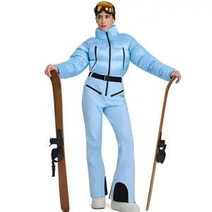 WOWULOVELY Women Snowsuit Slim One Piece Jumpsuit Winter Onesies Ski Suit Outdoor Sports Waterproof Windproof Collar Coat
