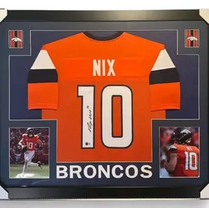 Bo Nix Certified Autographed Denver Broncos Jersey with Protective Frame for Wall Display Authentic Materials Pristine Condition Ideal Gift for Fans