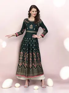 Rama Delight: Traditional Cotton Embroidery Work Kurti for Effortless Style- Ethnic Wear for Women