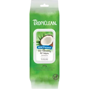 TropiClean Mild Coconut Dog & Cat Ear Cleaning Wipes