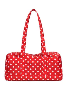 Vintage Polka Dot Boston Cylinder Bag, Nylon Waterproof Large Capacity Shoulder Tote, Casual Commute Bag, Retro Style Backpack, Shoulder Bag Crossbody, Stylish Versatile Bag