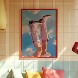 Pink Cowboy Boots Surrealist Print: Western Fashion Wall Art , Home Decor, Wall Art, Unframed Poster