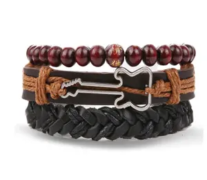 B4- Men’s Brown, Guitar Bracelet 4 pieces!
