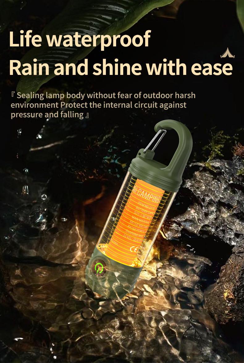 Portable LED Camping Light with Keychain & Hook, Multi-Color Mini Flashlight, Outdoor Atmosphere Lamp for Camping & Hiking