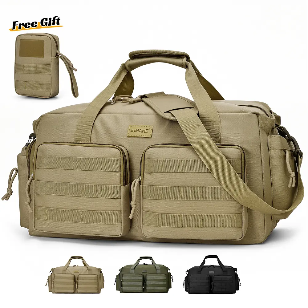 Jumahe Large-Capacity Tactical-Style Travel Bag, Durable 600D Oxford Fabric Multi-Functional Fitness Bag, Universal Camping Bag for Men and Women, Travel Bag with Molle System, Suitable for Fitness, Overnight Travel, and Outdoor Activities