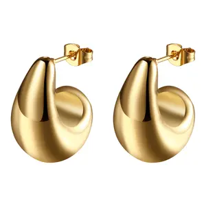 OIDEA Chunky Gold Hoop Earrings 14K Plated Geometric Lightweight Thick Hoops for Women Girls