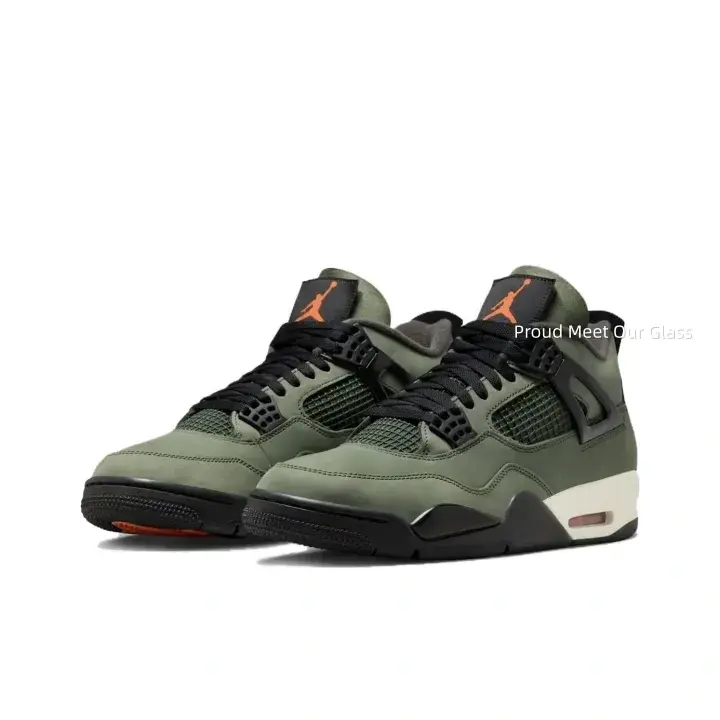 Black Grid Buckle Military Green Matte Suede Mid-Top Air Cushion Basketball Sneakers, Cream Black Layer Anti-Slip Chunky Soles Unisex Workwear Retro Footwear for Campus Commute Outdoor Street Daily Outfits