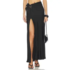 Bardot Dylan Split Front Maxi Skirt in Black