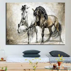 Abstract Horse Wall Art Canvas Print - Majestic Equine Painting, Rustic Farmhouse Decor, Elegant Living Room Artwork, 12x16 Inches