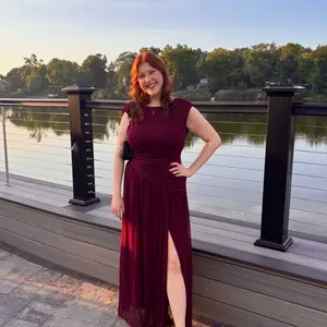 Customer wearing the Athena Gown
