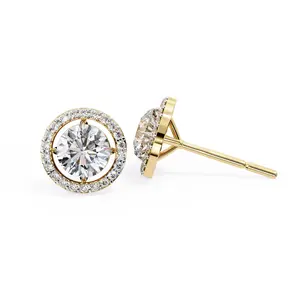 1.84 Carat Round Cut Lab Created Halo Diamond Earrings
