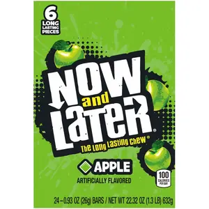 Now and Later Apple Chews Candy, 0.93 oz (24 Count) - Snack Sweet American sweets planet gummies fall Bonbon Flavor Fruit Flavored