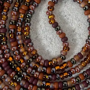 BROWN BLISS - Tie On Waist Beads - 45 to 60 inches - Brown Waistbeads - Neutral Waistbeads - Belly Beads - Body Beads - African Waistbeads Made By Venus Waistband