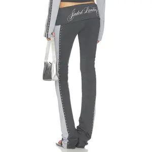 Jaded London Foldover Studded Trouser in Grey