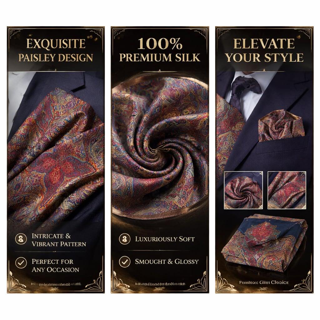 Vintage Paisley Silk Scarf – Outfit Upgrade New 2026 silk scarf — versatile medium square scarf for spring/autumn, 100% mulberry silk, ethnic-style decorative small handkerchief dragon scarf