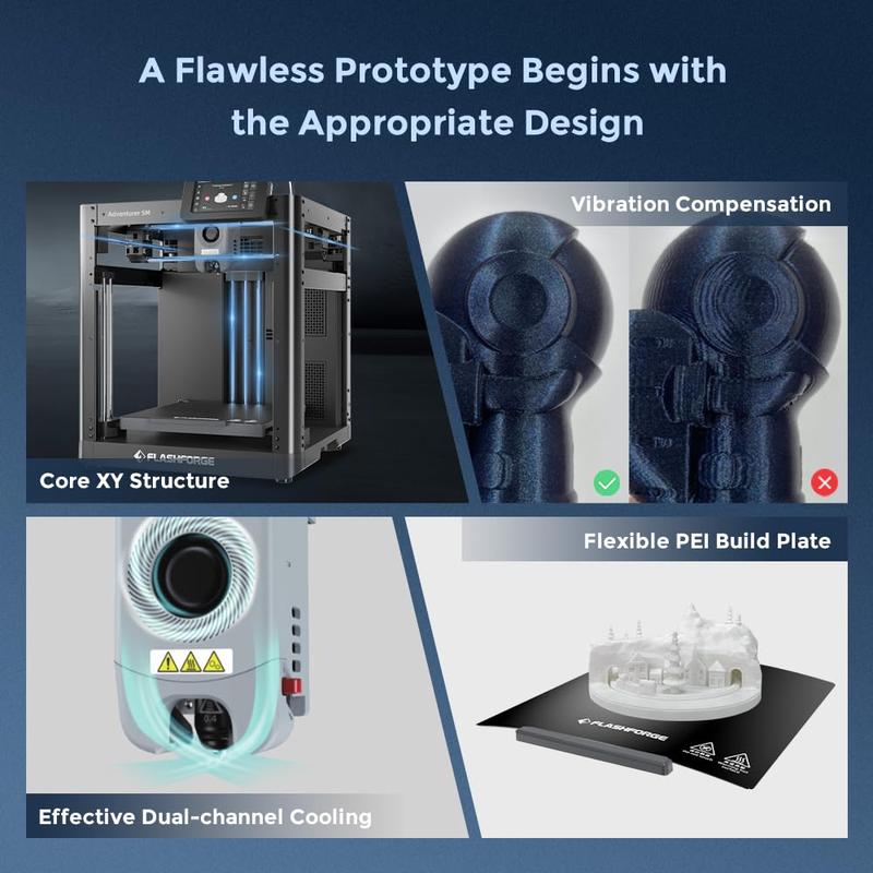 Flashforge AD5M 3D Printer, 600mm/s High Speed Printing & Screen, 1 Count, 8.7 x 8.7 x 8.7''