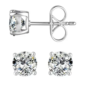 Aprilery Unisex 4&6-Prong Solitaire Stud Earrings Comfortable Screw Back/Butterfly Back Dainty Sparkle Jewelry for Men Women Matching Couple Earrings Perfect Mother's Day Christmas Gift