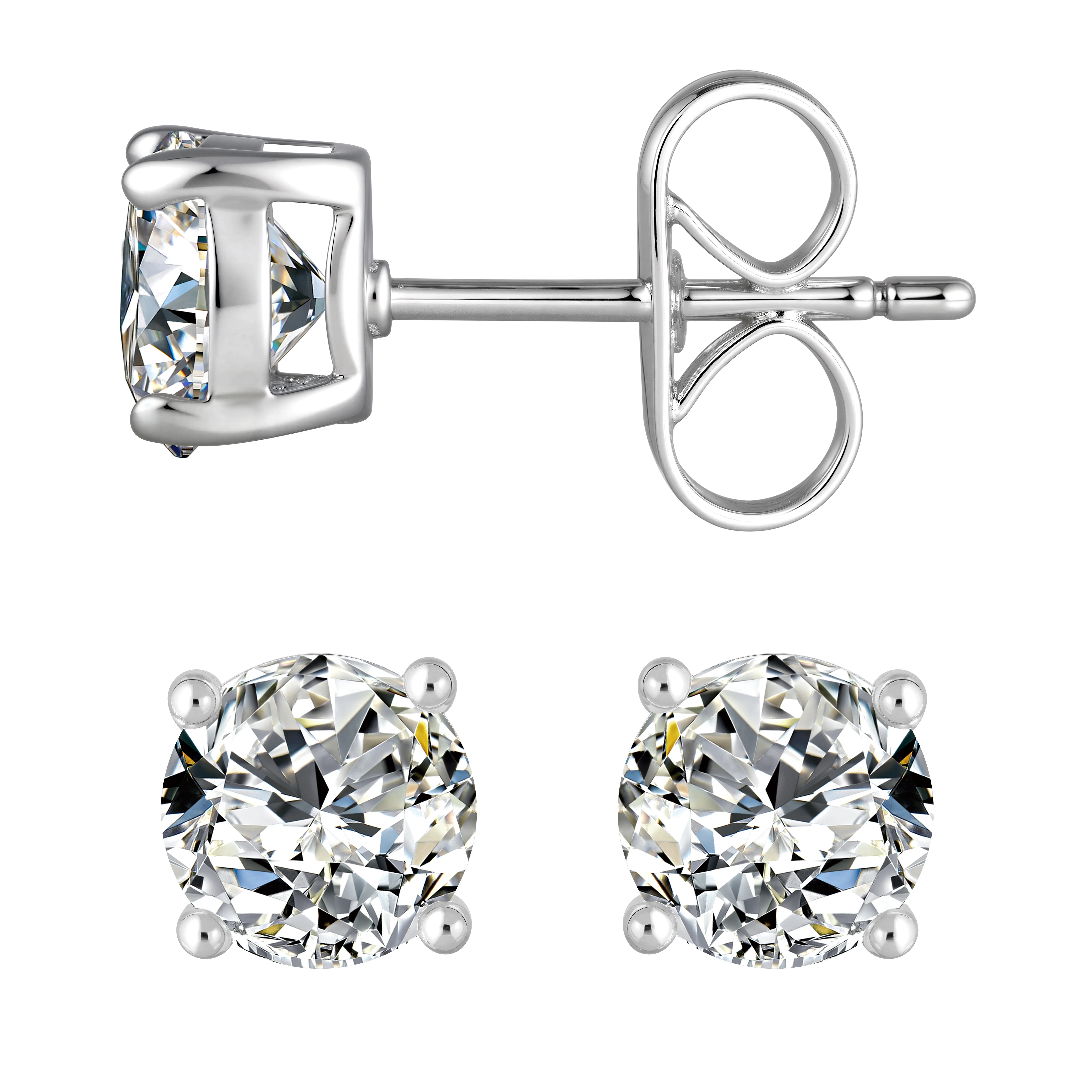 Aprilery Unisex 4&6-Prong Solitaire Stud Earrings Comfortable Screw Back/Butterfly Back Dainty Sparkle Jewelry for Men Women Matching Couple Earrings Perfect Mother's Day Christmas Gift