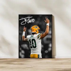 Jordan Love Art Print Green Bay Packers Football Decor Sports Poster, Office & Fan Decor, Poster Gifts, Gift For Fan - Unframed