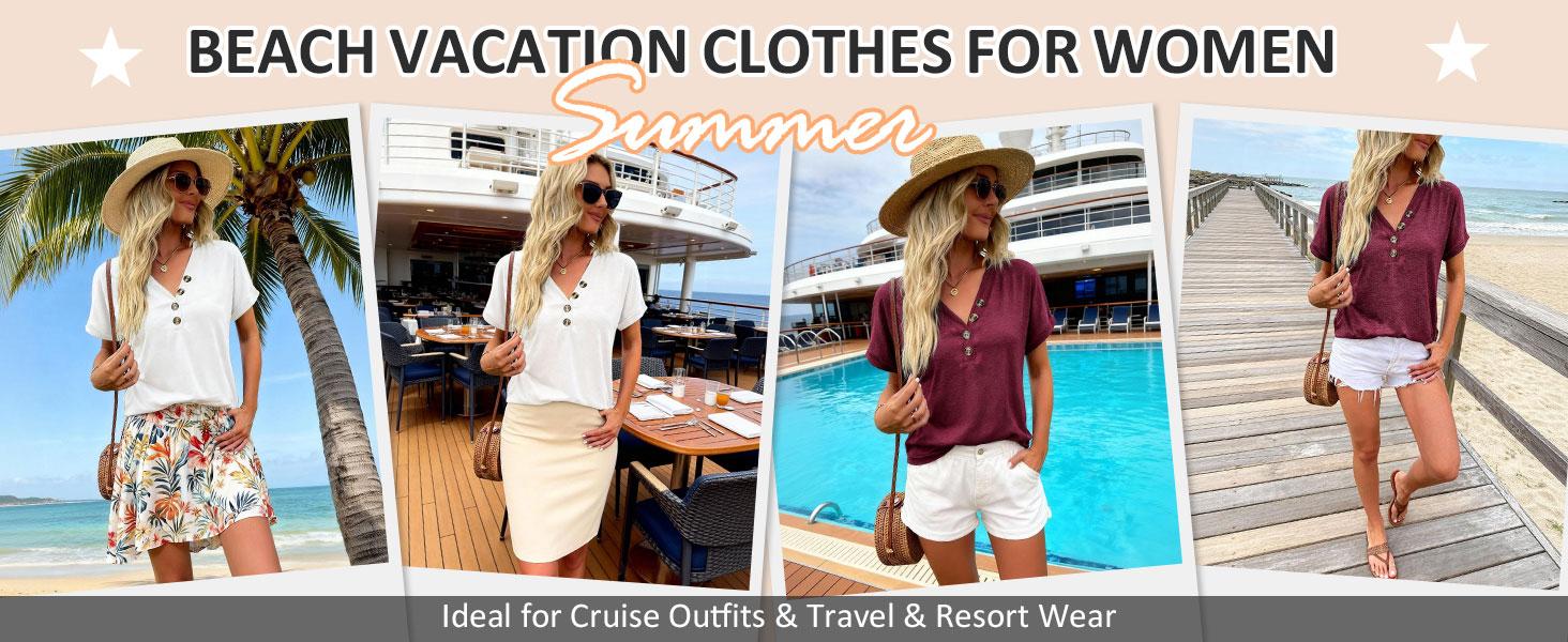 KevaMolly Womens Button V Neck T Shirts Short Sleeve Tshirt Shirts Casual Loose Fit Tops 2026 Summer Beach Outfits Clothes KevaMolly Womens Button V Neck T Shirts Short Sleeve Tshirt Shirts Casual Loose Fit Tops 2026 Summer Beach Outfits Clothes