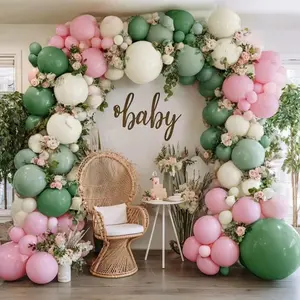95Pcs DIY Decor Balloons Set | 5/10/18 Inch Latex Balloons | Green Pink White Mix | Perfect for Wedding, Birthday, Graduation, Anniversary, Carnival, New Year, Home Room Background, Valentine‘s Day, Christmas, Party | Helium/Air Fillable