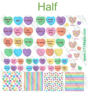 Conversation Heart Water Slide Nail Decals