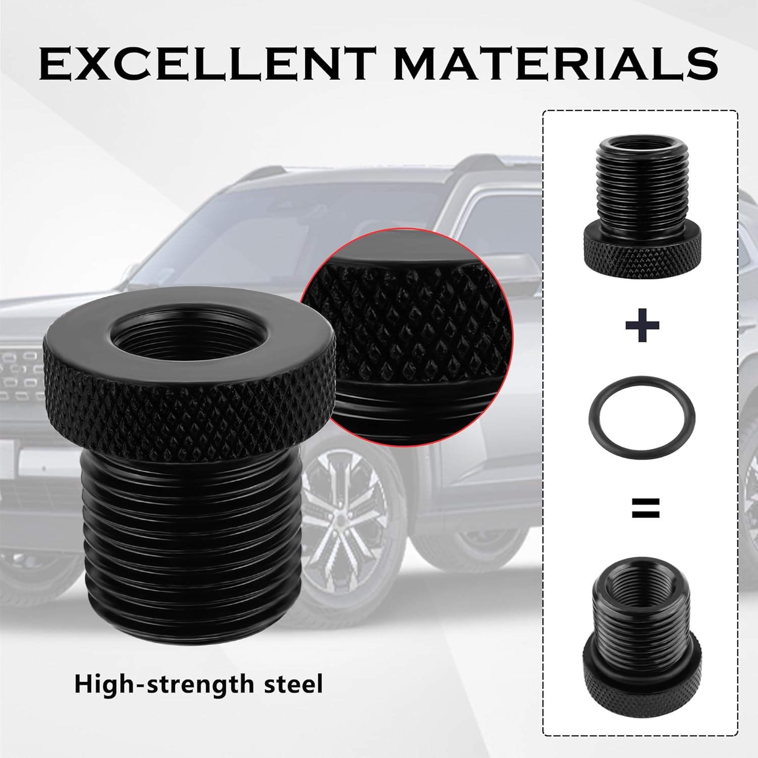 2PCS Car Accessories Adapters with Washers,Durable Steel 1/2x28 to 3/4x16 Adapter for Replace Broken Fittings,Essential Automotive Accessories for Car,Truck,SUV
