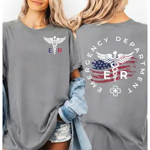 Emergency Department Nurse Fourth of July T Shirt | Patriotic ER Nurse Graphic Tee | Nursing Pride Gift Style | Unisex Casual Graphic T Shirt