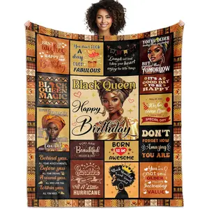 African American Birthday Gifts for Women Blanket 60"X50", Encouragement Inspirational Bday Gift, Afro Birthday Gifts Idea for Black Mom Lady Women Girl Best Friend