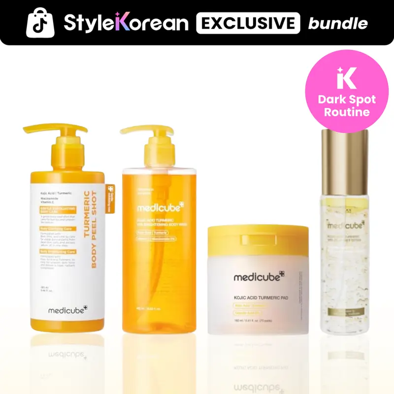 [Medicube] Kojic Acid Turmeric Body Brightening & Exfoliating Routine Set | Body Wash, Toner Pad, Peeling, Mist | Targets Dark Spots & Bumpy Skin | Halloween, Holiday Gift, Black Friday, Deals