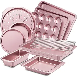 Bakeware Sets, Cookware Set, Baking Pan Set, Cookie Sheets, Pink Kitchen Stuff Modern Cake