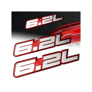 2 X Universal 6.2L Border Aluminum Adhesive Sticker Decal Emblem Badge
