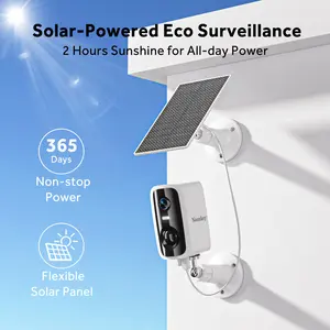 Noonkey Solar Powered 4MP Security Cameras Wireless Outdoor，Color Night Vision w/ Sportlight , PIR Human Detection , 2-Way Talk, Flootlight Cameras for Home Security WiFi Camera, Solar Panel Battery Powered Surveillance Alarm,Waterproof