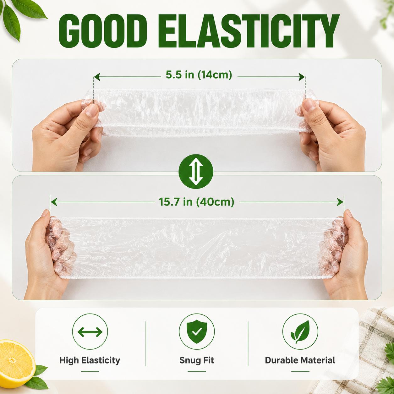 100 PCS Elastic Disposable Food Covers Set - Food-Grade PE Stretch Lids Utensils for Bowls, Plates, Leftovers, Fruit Preservation - Reusable Plastic Wrap Alternative for Kitchen Refrigerator Containers, Daily Use