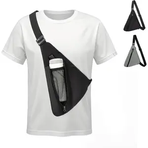 Sling Bag for Men, Anti- Crossbody Chest Pack, Minimalist Daypack with Water Bottle Holde