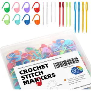 200 count Crochet Stitch Markers with 12  by  - Locking Stitch Markers with Clear Case, Colorful Plastic Safety Pins for Knitting & Crochet Accessories Supplies