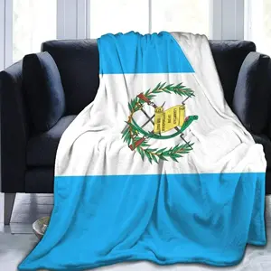 Guatemala Flag Pattern Fleece Throw - Lightweight, Super Soft, Cozy Bed Blanket for Living Room/Bedroom - All Seasonstress relief blanket