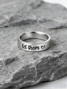 Classic Let Them Heart Engraved Ring Premium Stainless Steel Material Casual Wear Jewelry Ideal Gift For Men Women