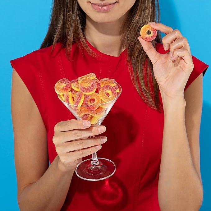 Kervan Candy Bebeto Peach Rings - Fruity, Soft, Sweet & Sour Gummy Candy Bulk for Kids, Gift Snacks and Parties - Peach Gummies Big Party Size Bag (5 lbs)