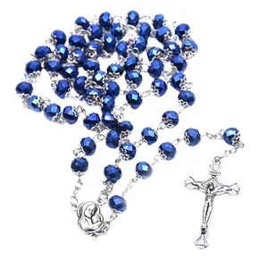 Catholic Rosary Necklace Crystal Beads Medal Cross Crucifix Religious Jewelry Catholic Rosary Necklace Crystal Beads Medal Cross Crucifix Religious Jewelry