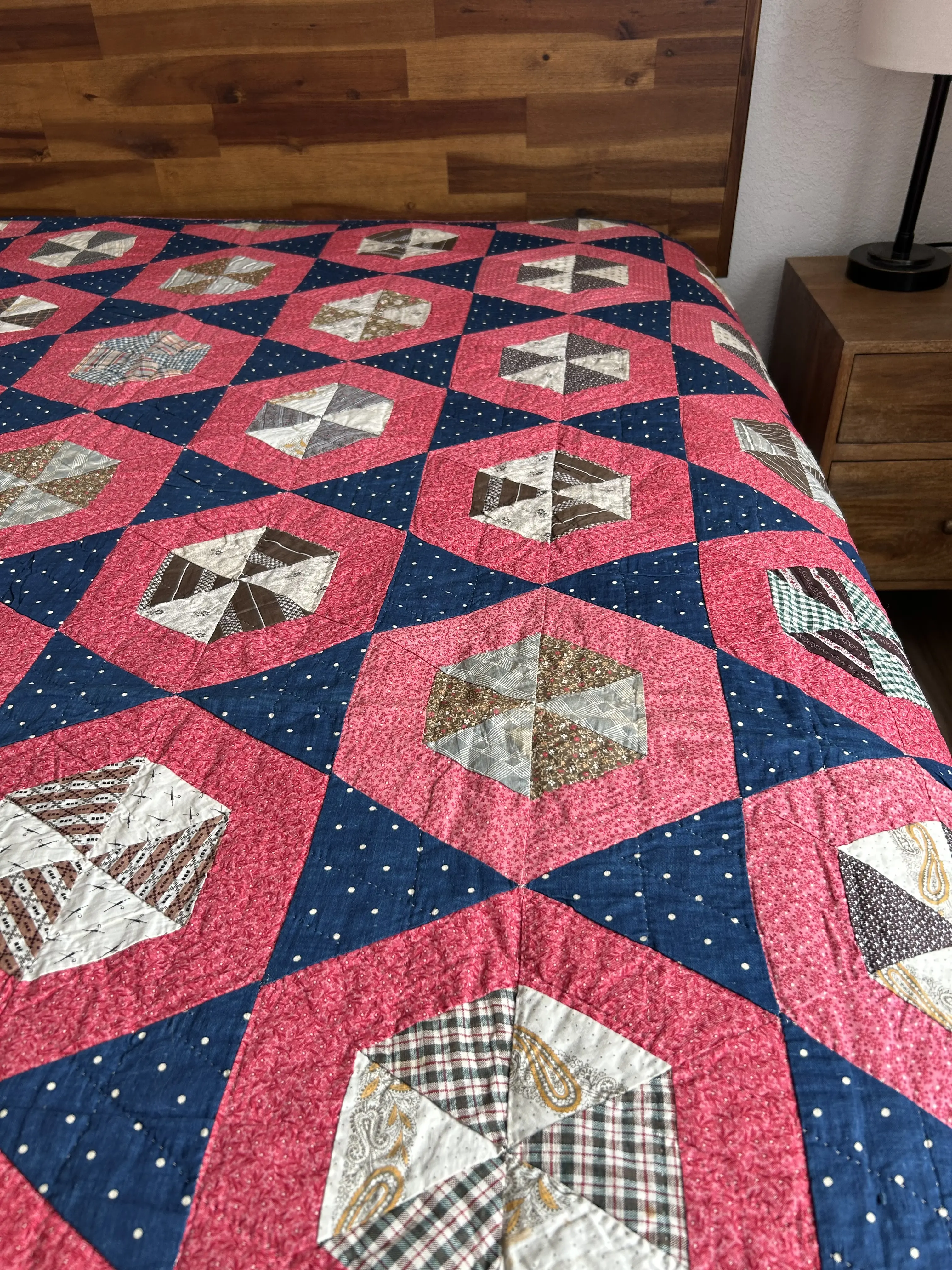 Antique 1840s 6-Point Star Quilt | Primitive, Light & Incredibly Special