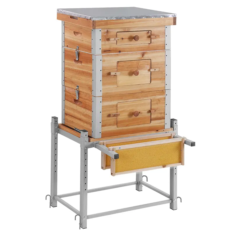 Aivituvin-AIR104 Large Wood Beekeeping Box - Sturdy Metal Frame, Heavy Beeswax Coating, Adjustable Rack, Plexiglass Windows, Observation Feature, No Assembly, Natural, Customizable Setup (Farm Animal Supplies)