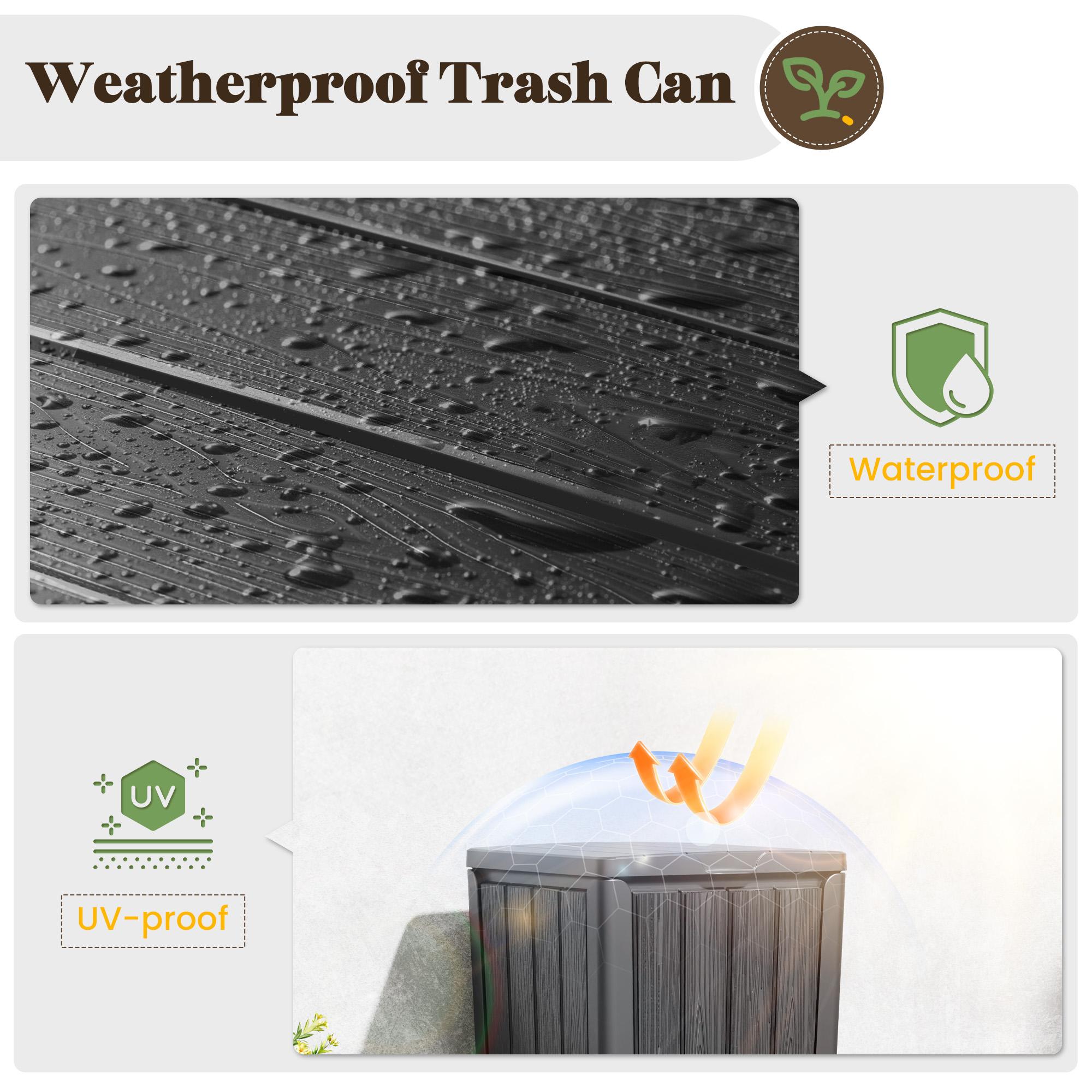 Outdoor Trash Can with Lid Waterproof Resin Garbage Can with Tiered Lid Outside Trash Bin for Patio Kitchen Backyard or Deck RIWENGO